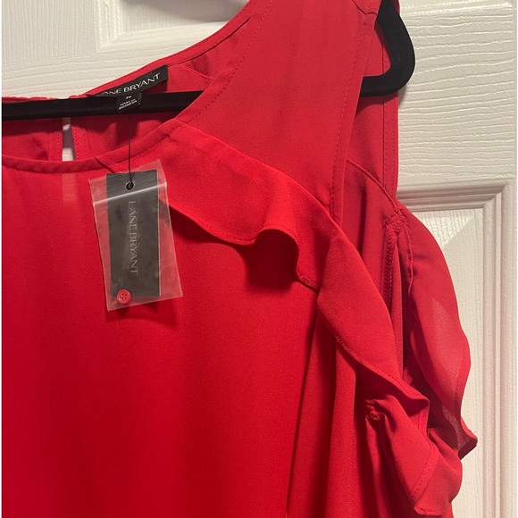 Lane Bryant Red Cold Shoulder Blouse Size 26 - Picture 6 of 12